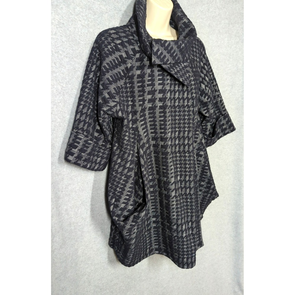 COMFY USA Coat Jacket XS Oversized Navy Blu Woven Fabric High Style Fashion Look